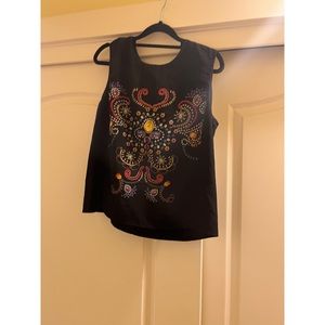 Black tank with jewel print